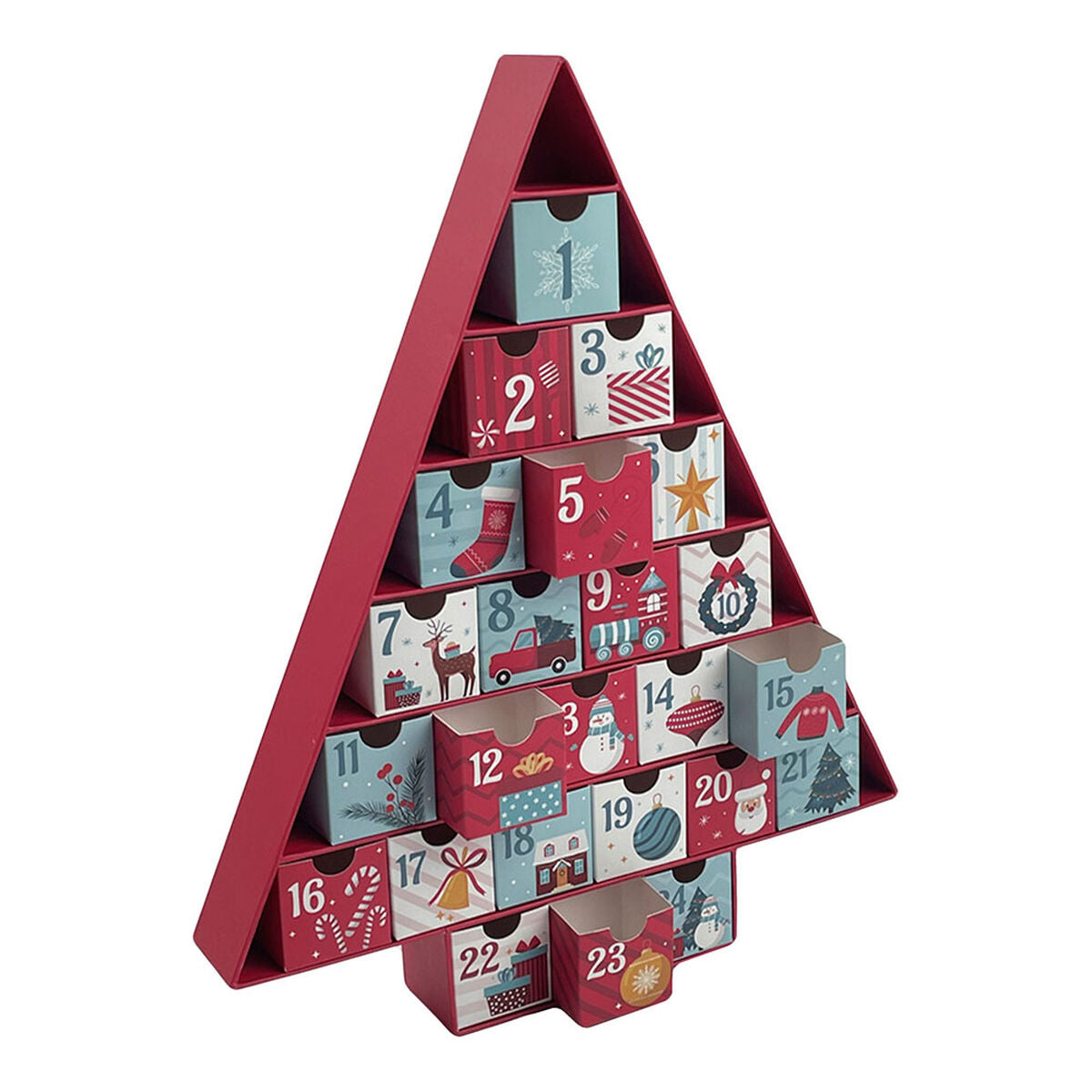 Calendrier de l’Avent 32,5 X 5 X 39 CM Rouge Noël Sapin de Noël