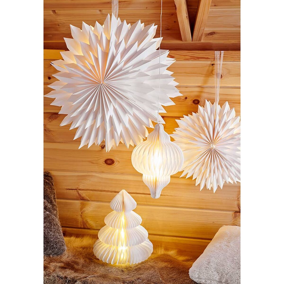 Décoration lumineuse Lumineo Blanc Sapin de Noël Ø 42 x 48 cm