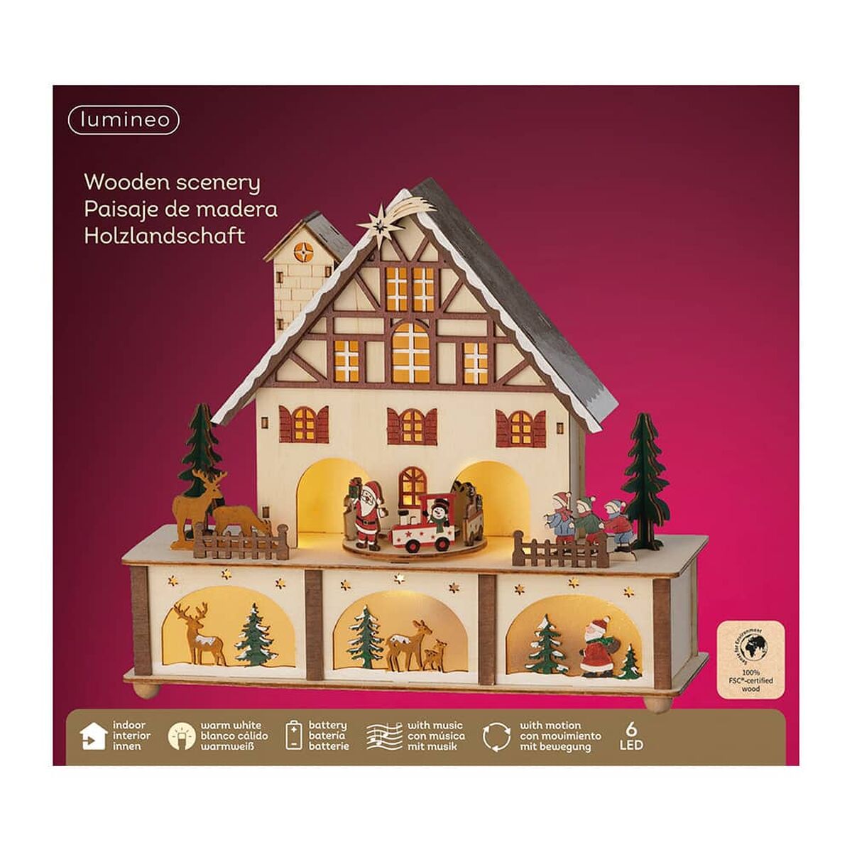 Décorations de Noël Lumineo Bois 27 x 24,3 x 10 cm