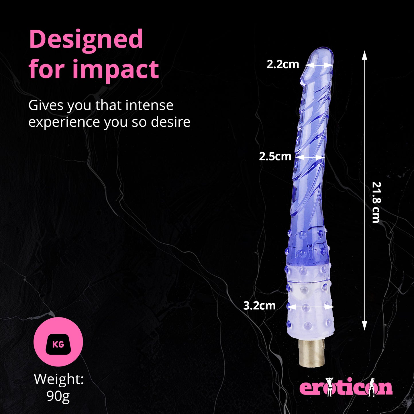 Attachement de gode 21,8 cm bleu pour la machine sexuelle Eroticon